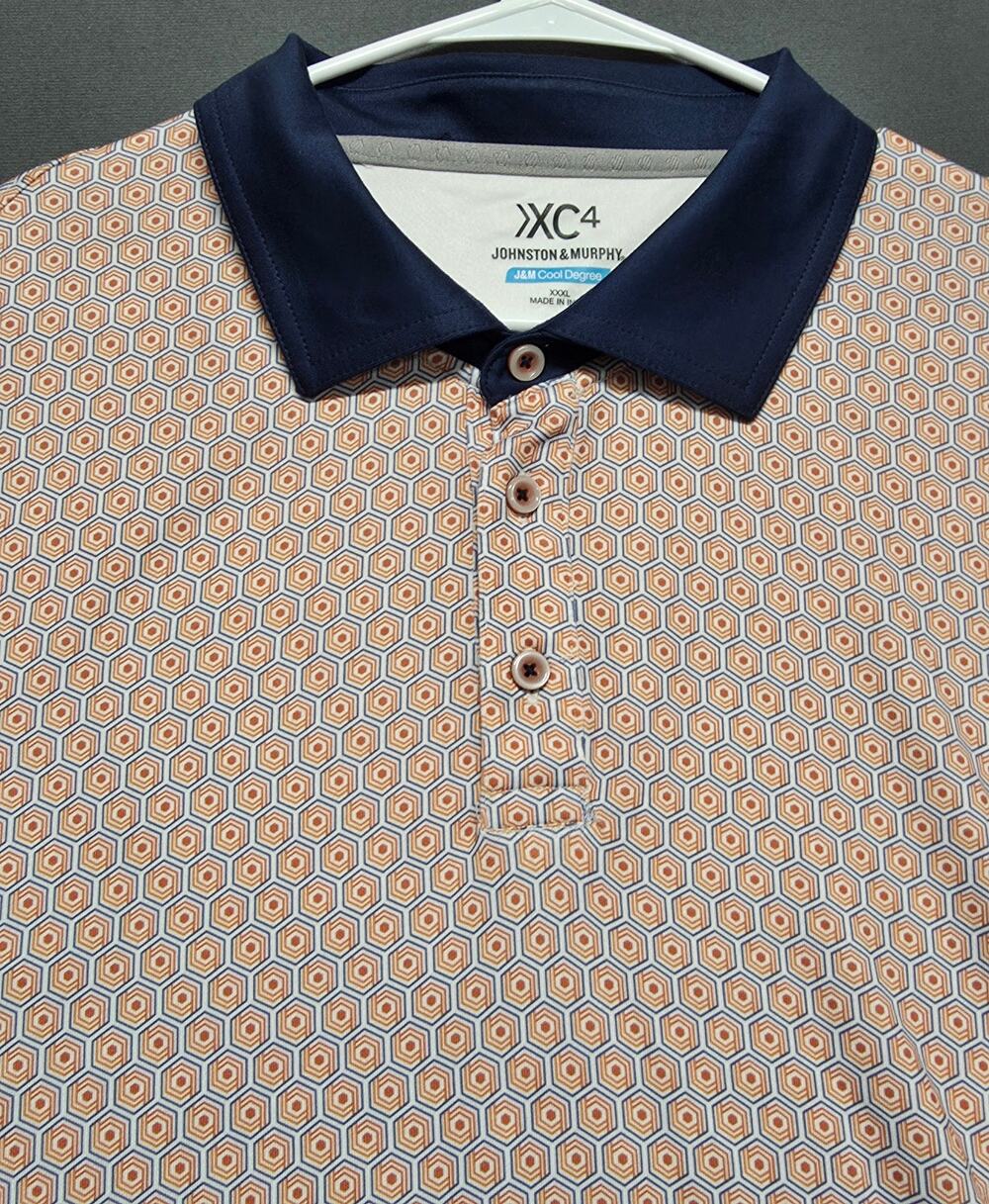 Johnston & Murphy Shirt Mens 3X Golf Polo Cool Degree Geometric AOP XC4 Tech